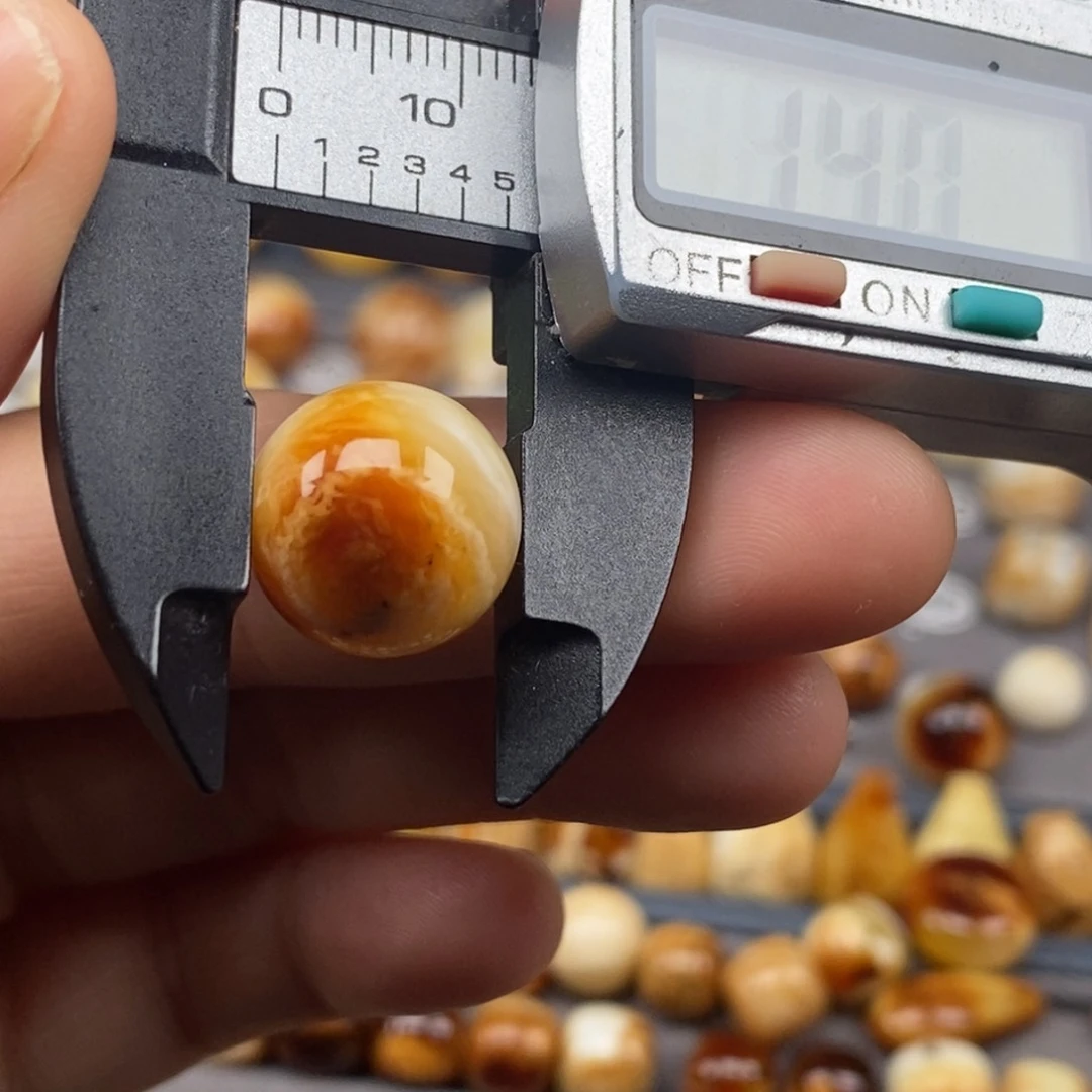 裸石琥珀14K金镶嵌圆珠