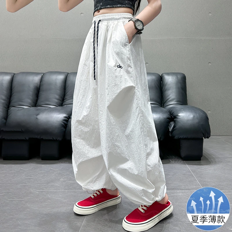 女童工装裤夏薄款2025新款儿童弯刀裤子夏季女孩大童潮酷街舞穿搭