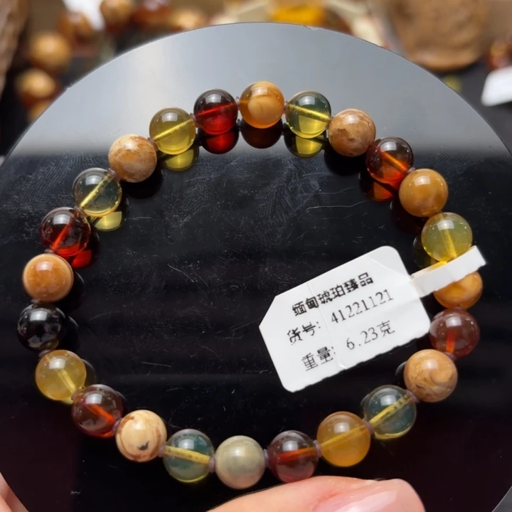 琥珀未镶嵌珠宝奇石8mm小仙宝单圈