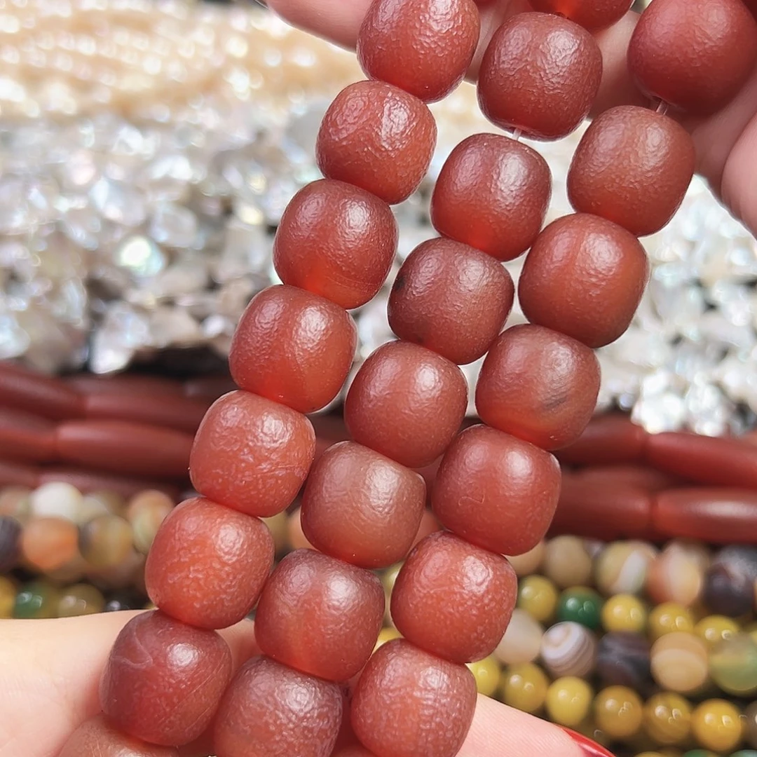 玛瑙/玉髓合金珠宝半成品a548老玛瑙枣珠14mm一条