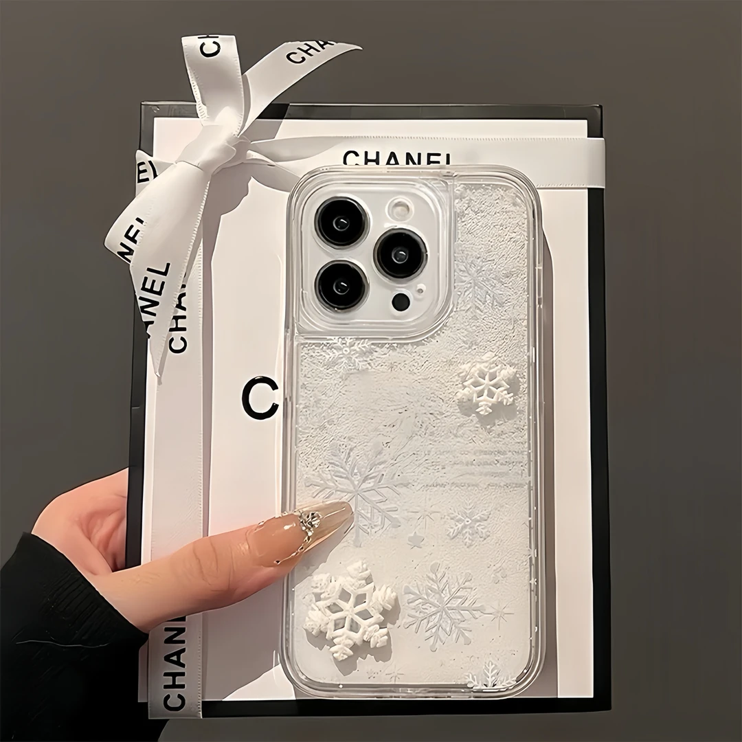 欧克里里雪花立体贴片适用苹果17/16流沙手机壳小米15vivoppo华为