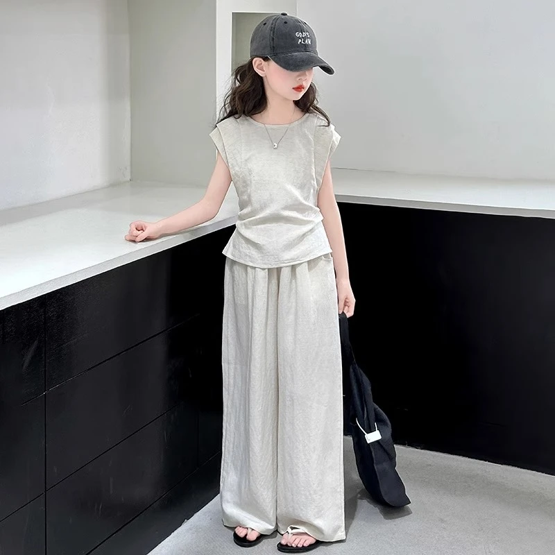 女童夏季套装2025新款女孩大童韩系穿搭儿童夏装慵懒风休闲两件套