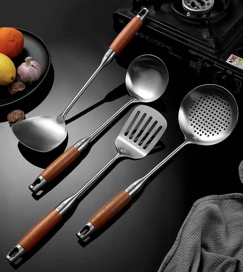 不锈钢花梨木厨具木柄防滑锅铲汤漏勺厨具套装厨房用品