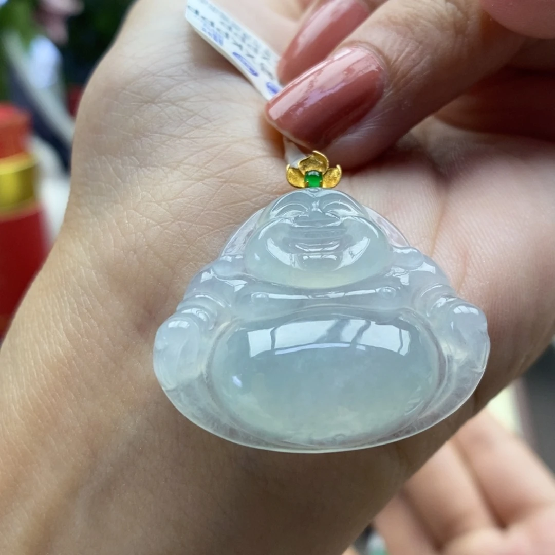 翡翠18K金镶嵌颈饰吊坠37