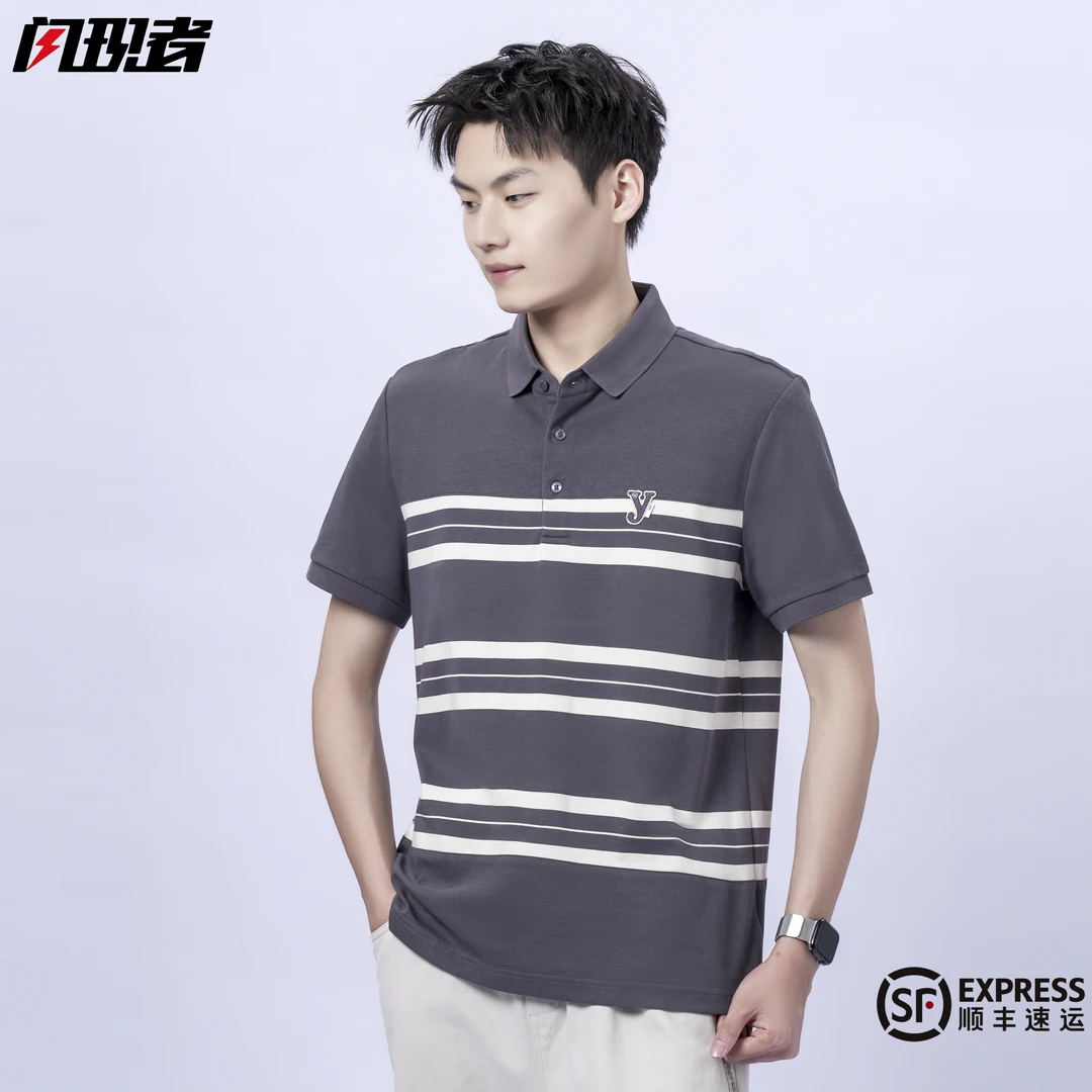 闪现者夏季新款时尚百搭男女同款刺绣休闲感T恤POLO领高棉亲肤