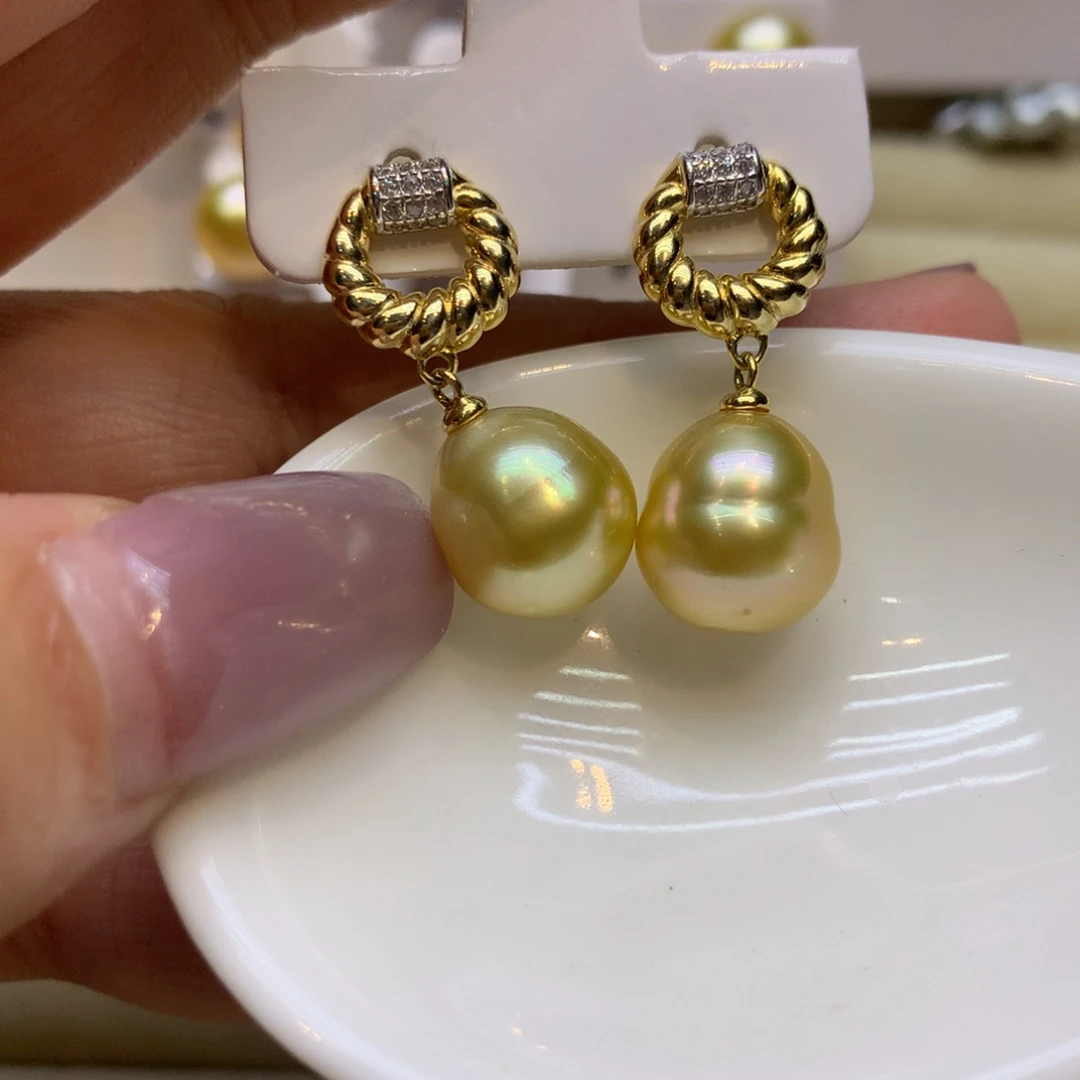 银S925镶嵌耳饰海水珍珠