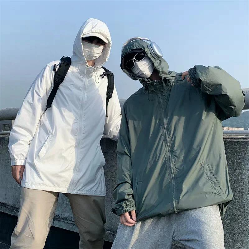 25B10A2夏季薄款皮肤衣港风情侣宽松休闲防晒衣户外连帽运动外套
