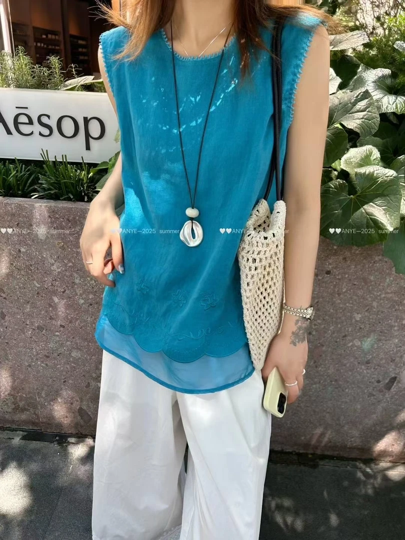 【丽鑫】重工刺绣亚麻小衫88173