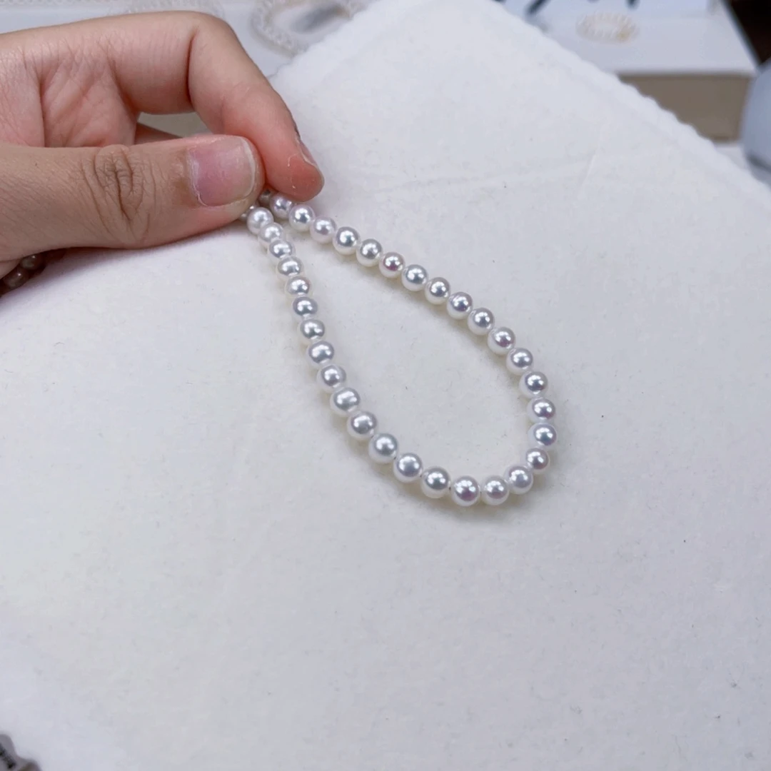 淡水珍珠手绳银S925镶嵌4-5天然淡水珍珠手串