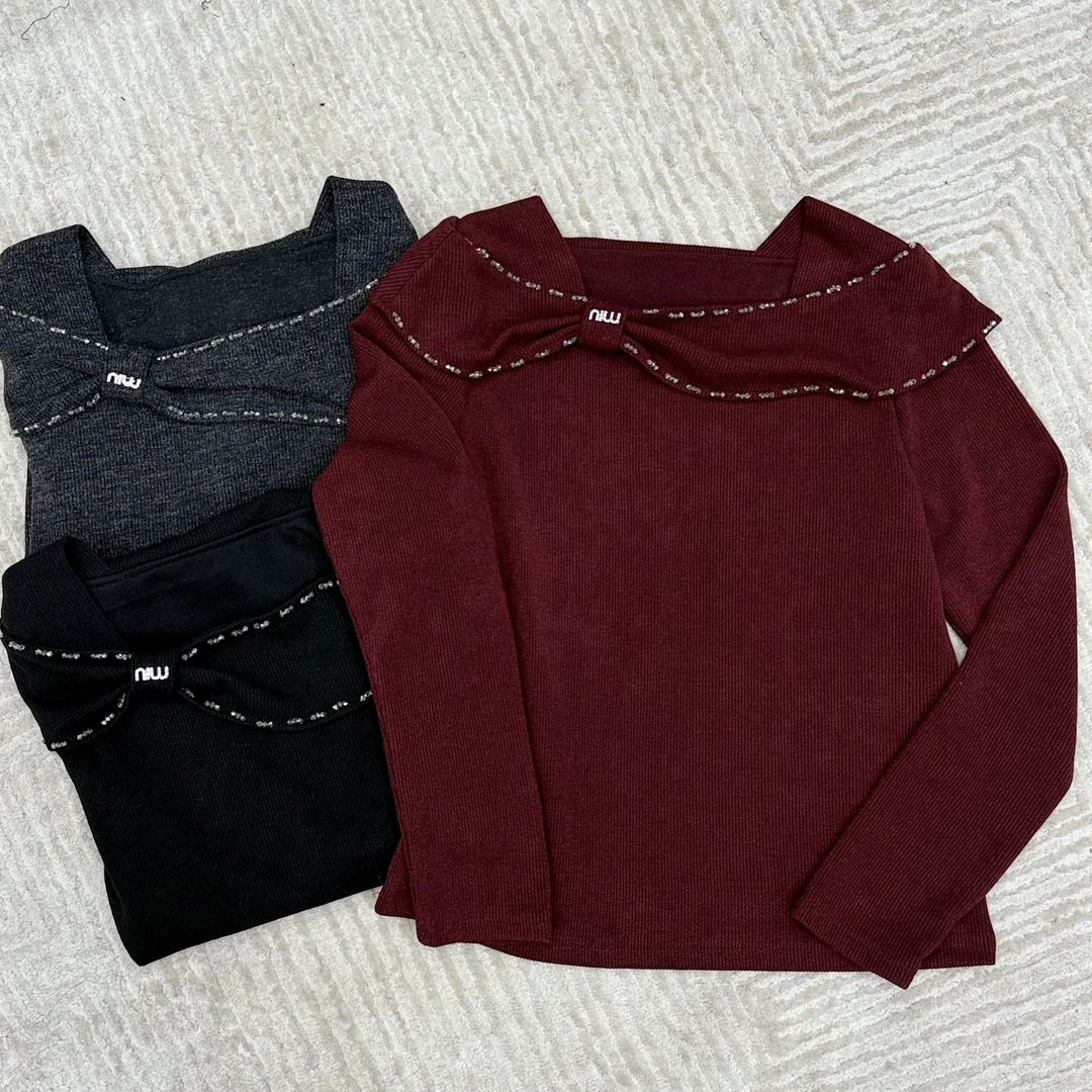 2025冬款新品时尚百搭修身显瘦洋气加绒加厚纯色打底女士上衣7819