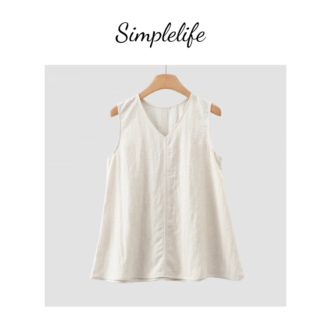 Simplelife-【老钱天鹅颈】老钱风V领无袖气质背心