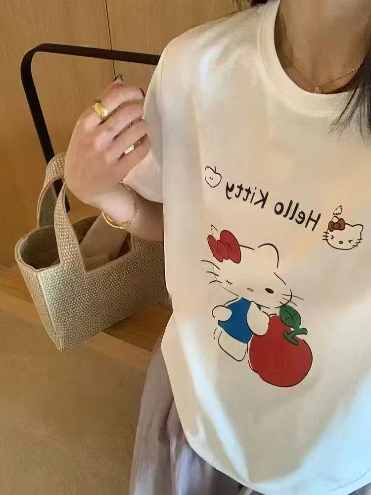 Datou 一勺甜春夏韩版圆领卡通kitty短袖T恤3882