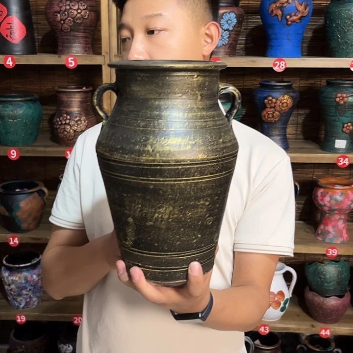 红陶浮雕花盆炸炸炸