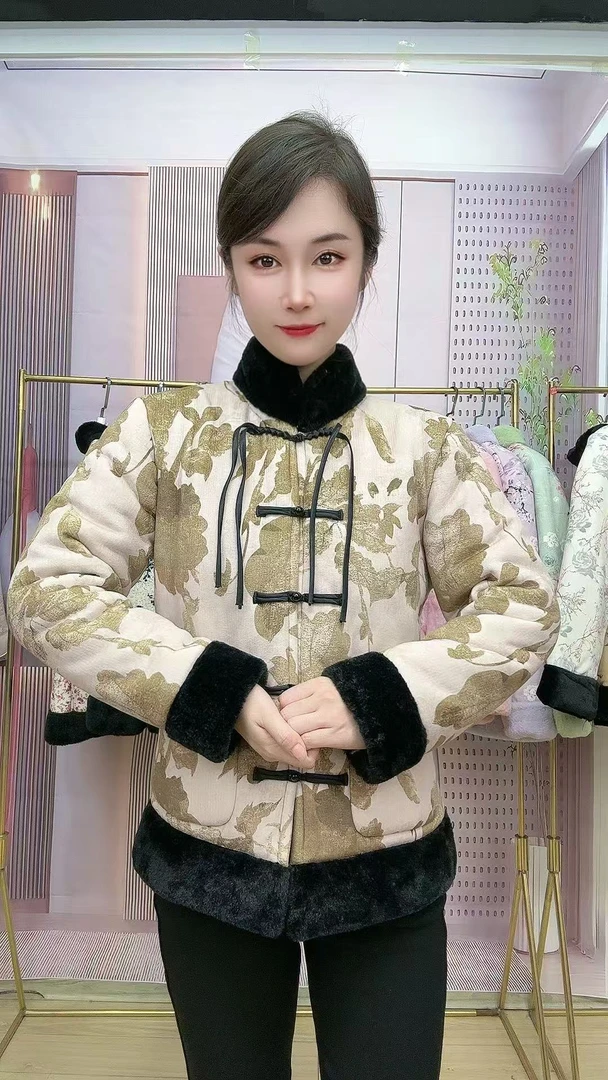 新款国风加绒加厚流苏盘扣棉袄冬季保暖棉衣外套棉服短款时尚