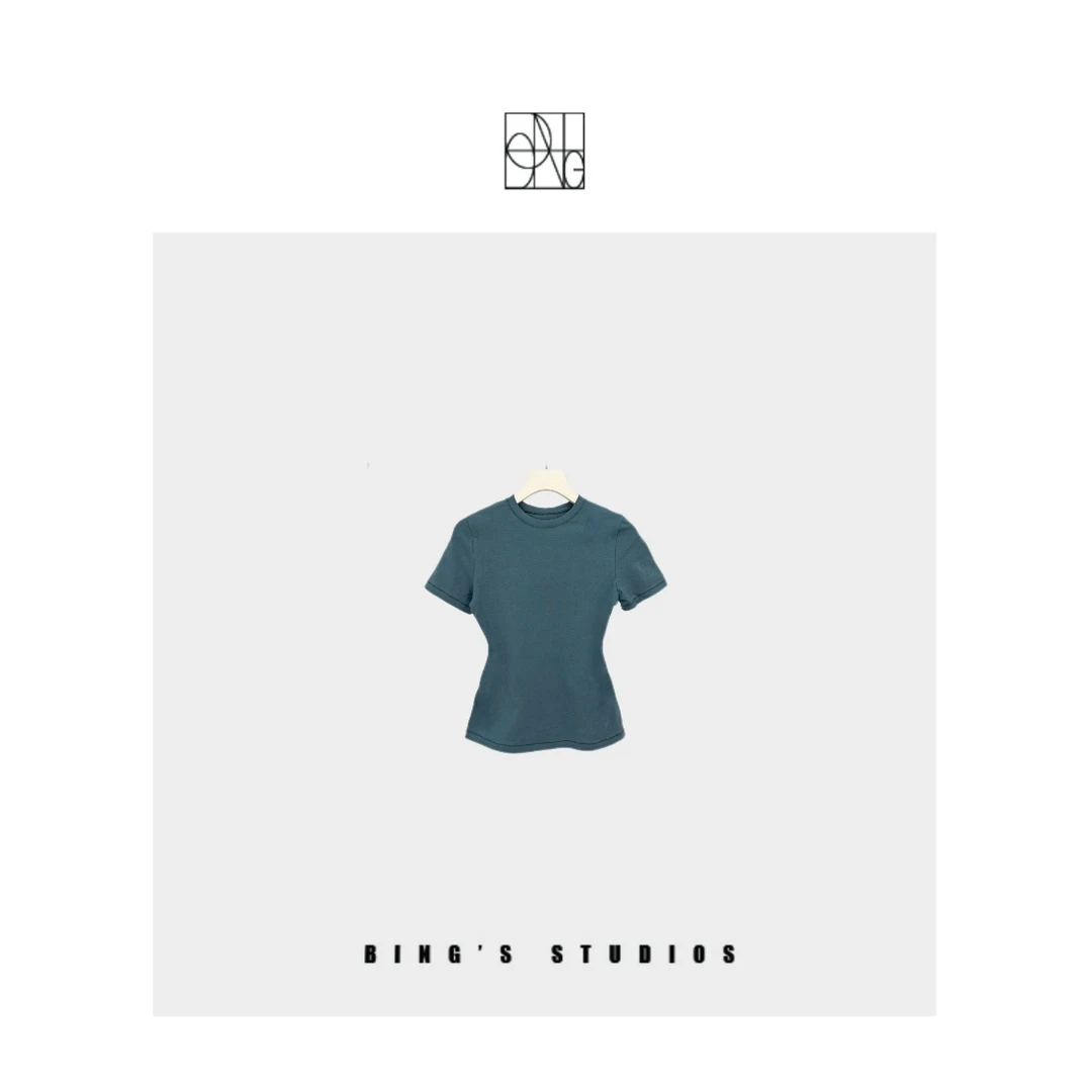 【LULU YUG】 女士棉针织气质显瘦百搭时尚圆领短袖T恤MR090