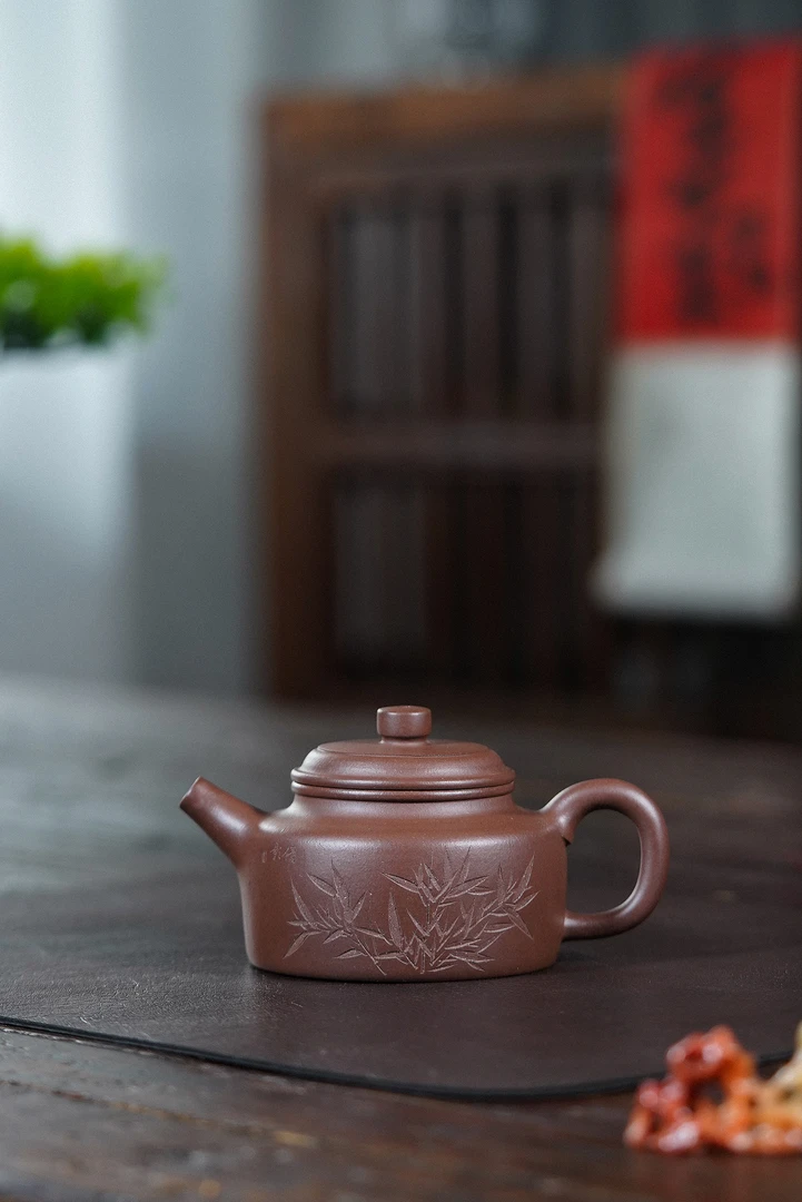 【禅砂居】德钟壶_220cc_老紫泥_全手工手制_宜兴原矿手工茶壶茶具