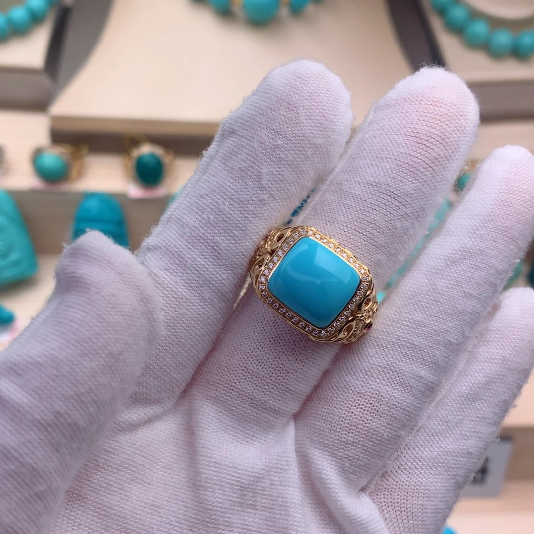 绿松石珠宝奇石18K金镶嵌