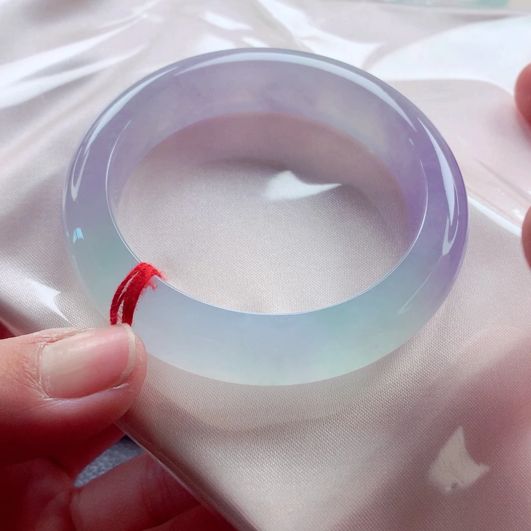 翡翠未镶嵌手镯师妹54冰春彩幻彩显色（23号）