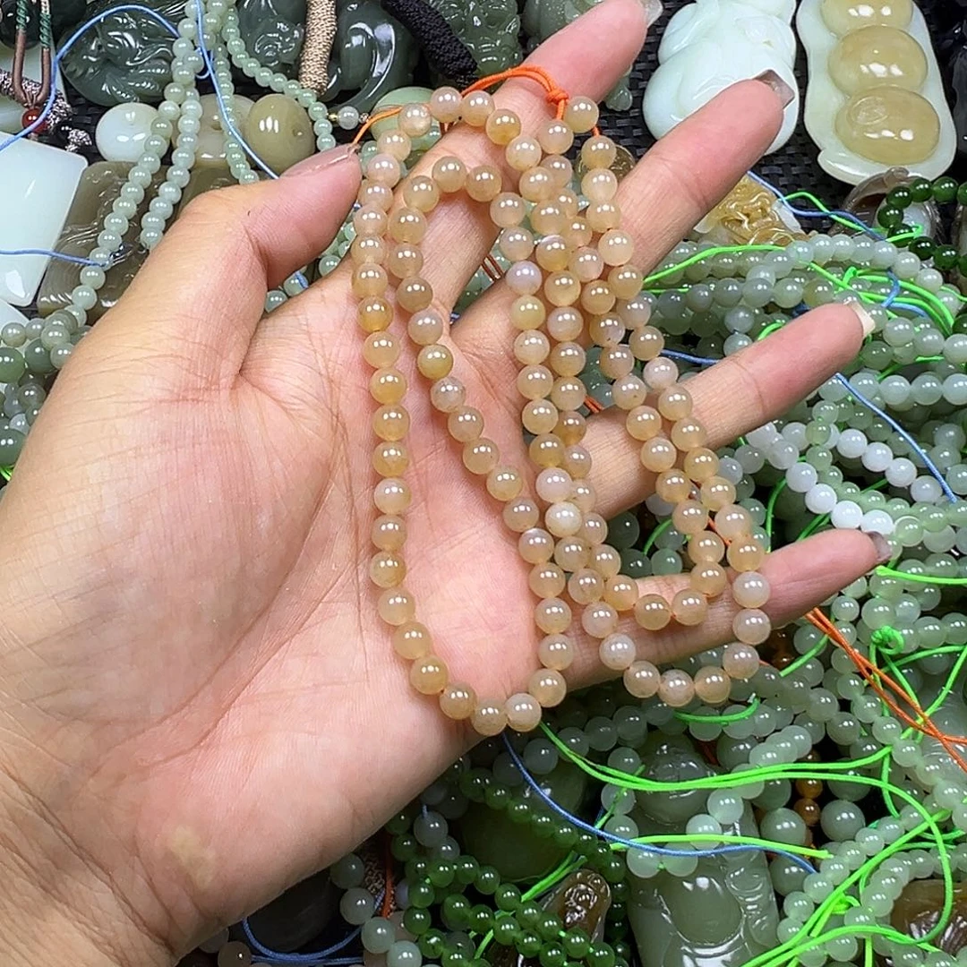 和田玉未镶嵌颈饰卡6多圈