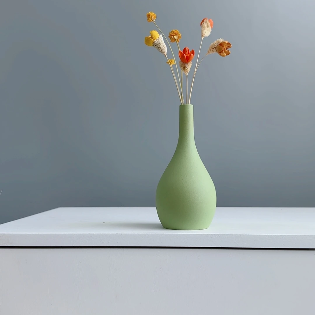 摆件陶瓷小花瓶摆件含花总高约20-30cm