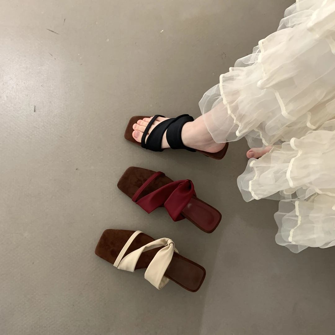 坡跟高跟红色法式凉拖鞋仙女鞋子外穿2025新款夏季气质配裙子凉鞋