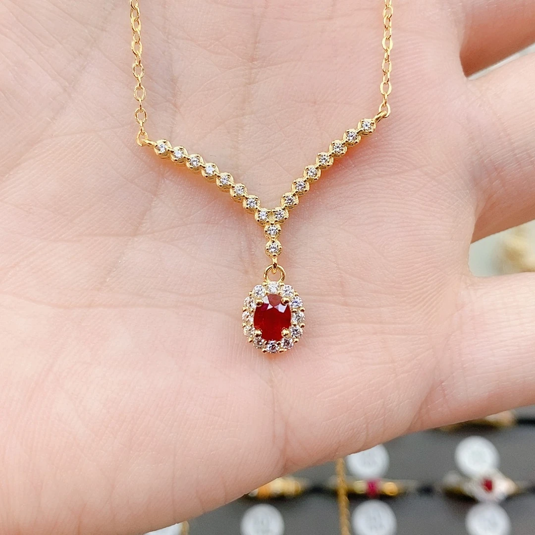 颈饰银S925镶嵌红宝石
