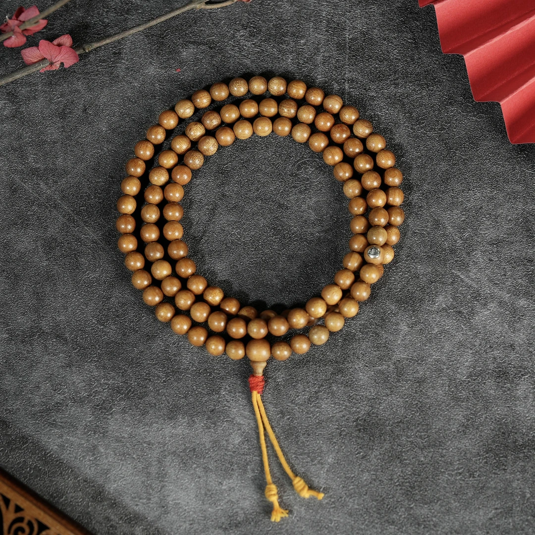 【上新了故宫文创】金丝楠8mm爆满金丝银标款多圈手串