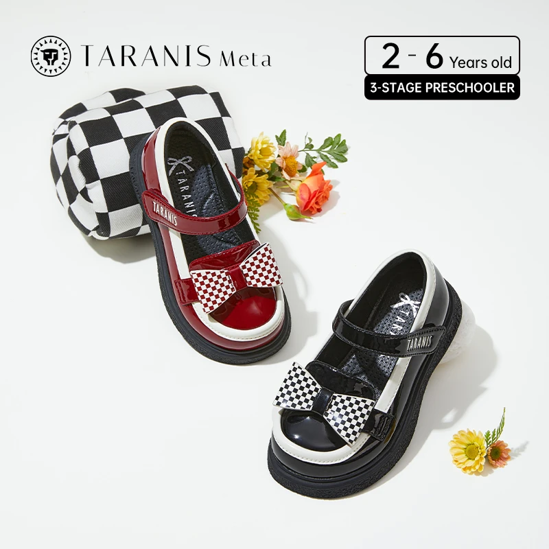 泰兰尼斯meta女童皮鞋春秋季软底单鞋洋气蝴蝶结演出鞋M13X3A2844