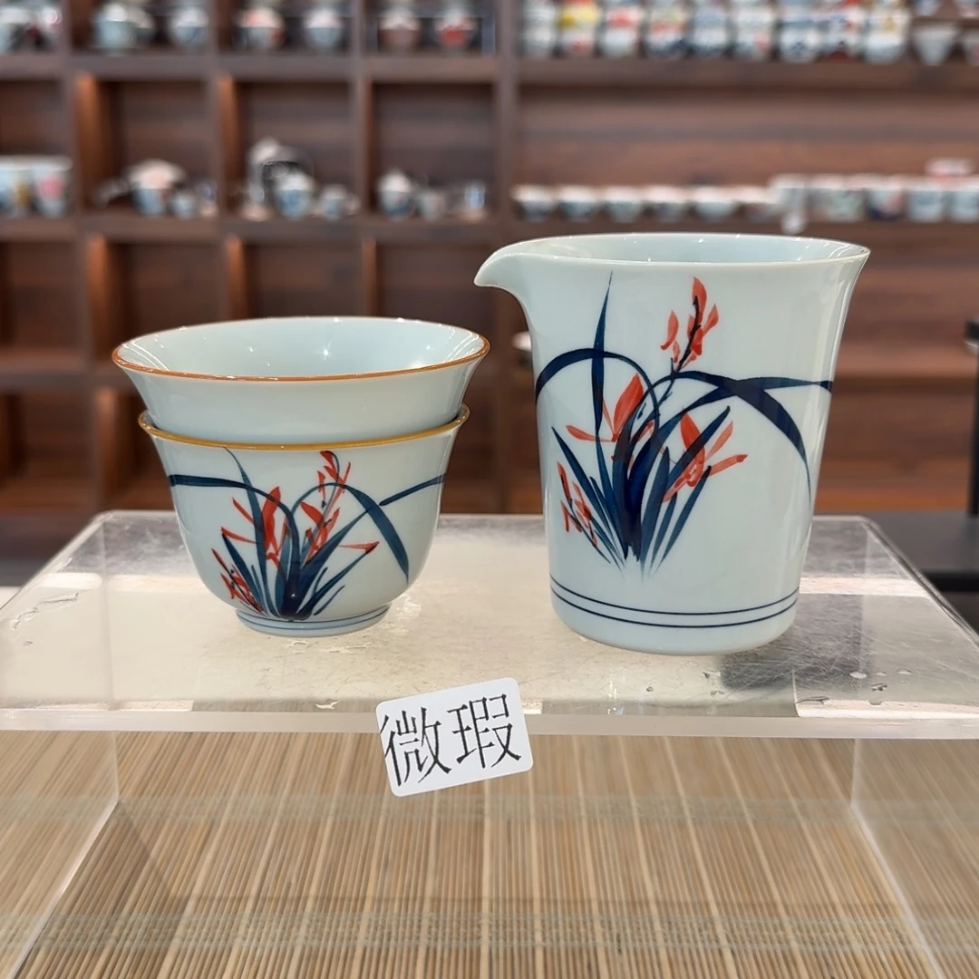 釉下手绘茶具微瑕