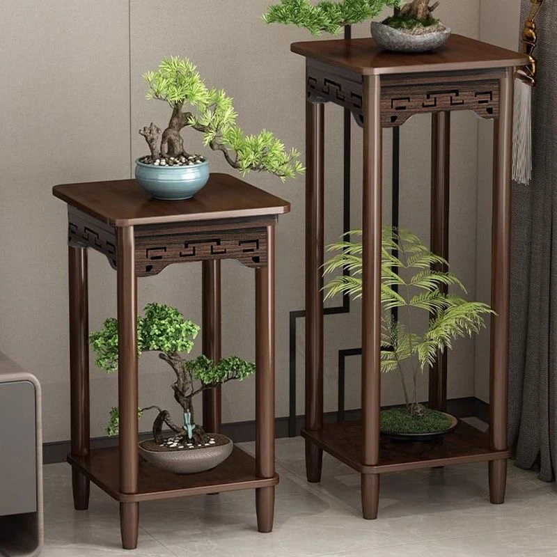 实木花架室内落地式客厅小阳台新中式花盆摆件