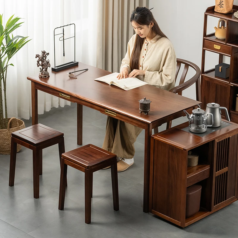 【森灵】乌金木套装组合大板茶桌椅阳台家用新中式泡茶台全套茶桌子