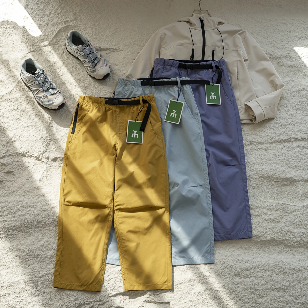 多巴胺春夏山系户外机能三防矩阵网格卡扣飘带直筒工装休闲裤女