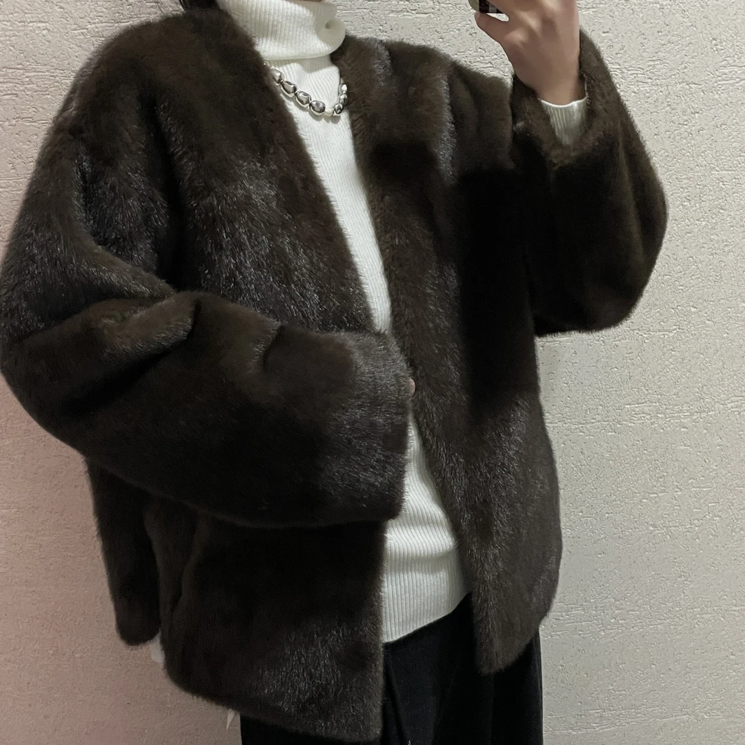 【 雨•美 推荐 】85063韩版高级感宽松显瘦气质毛毛上衣