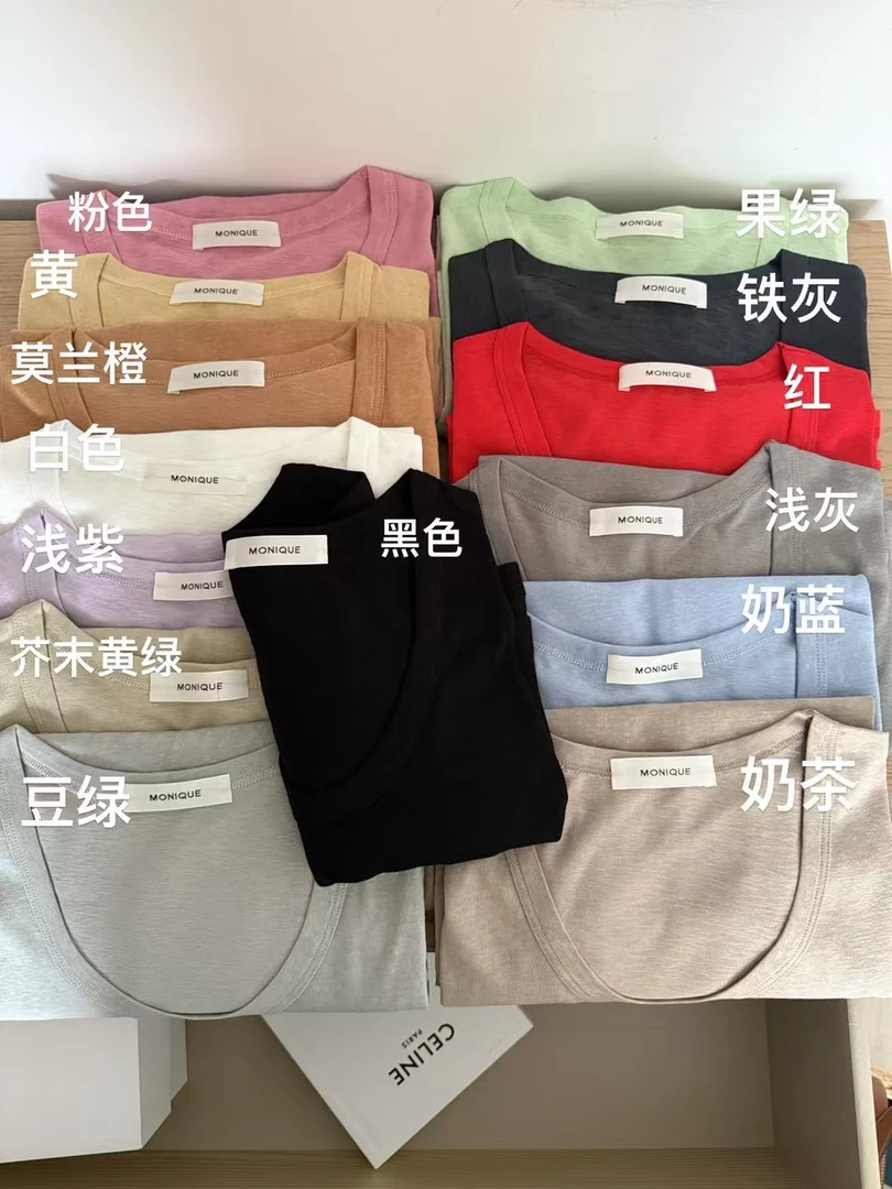 14色纯色T，100％亚麻棉，透气舒服，单穿或者作为各种内搭搭配～