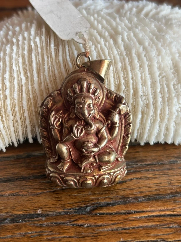 吊坠925银 尼泊尔纯手工银鎏金象神吊坠