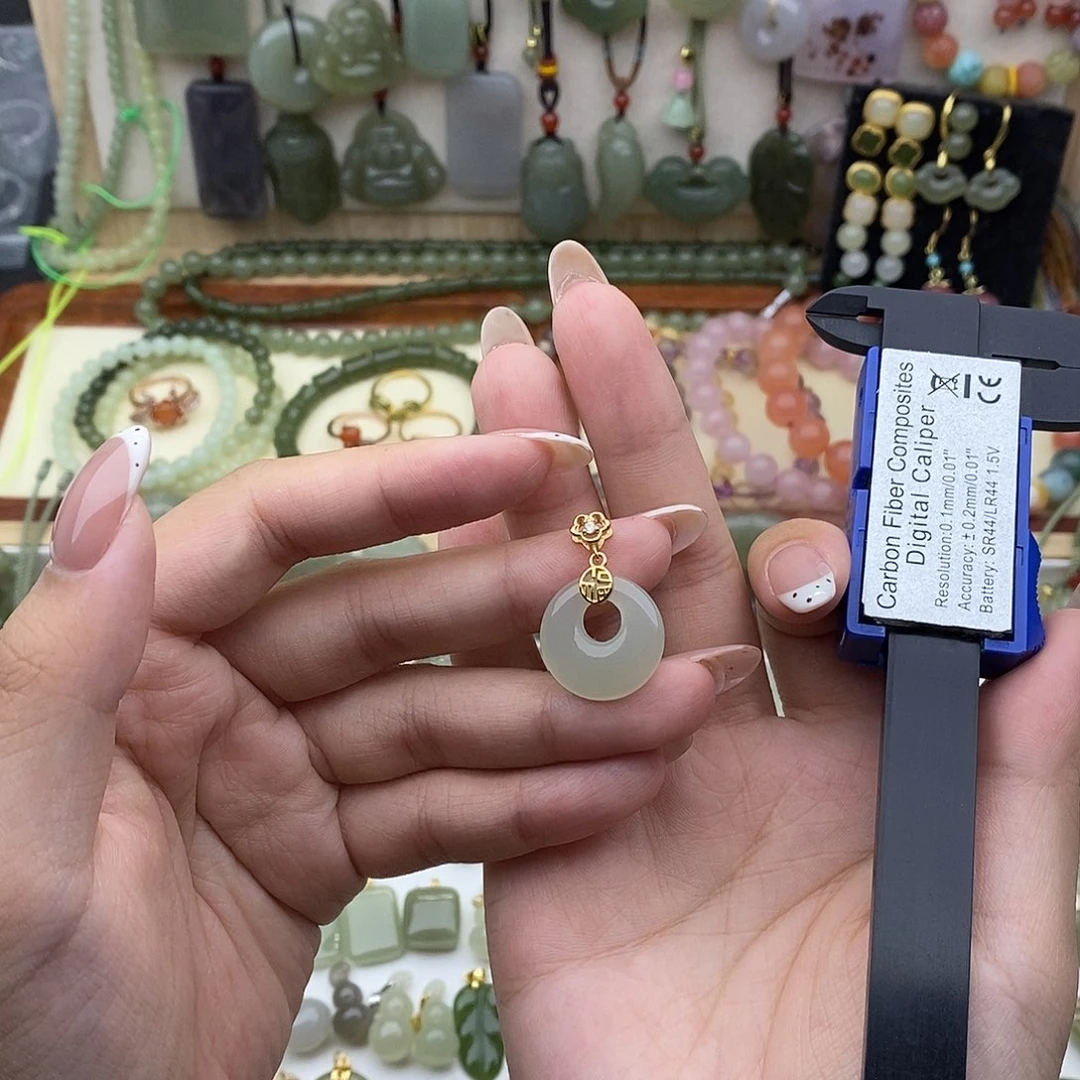 和田玉银S925镶嵌吊坠(不含链)