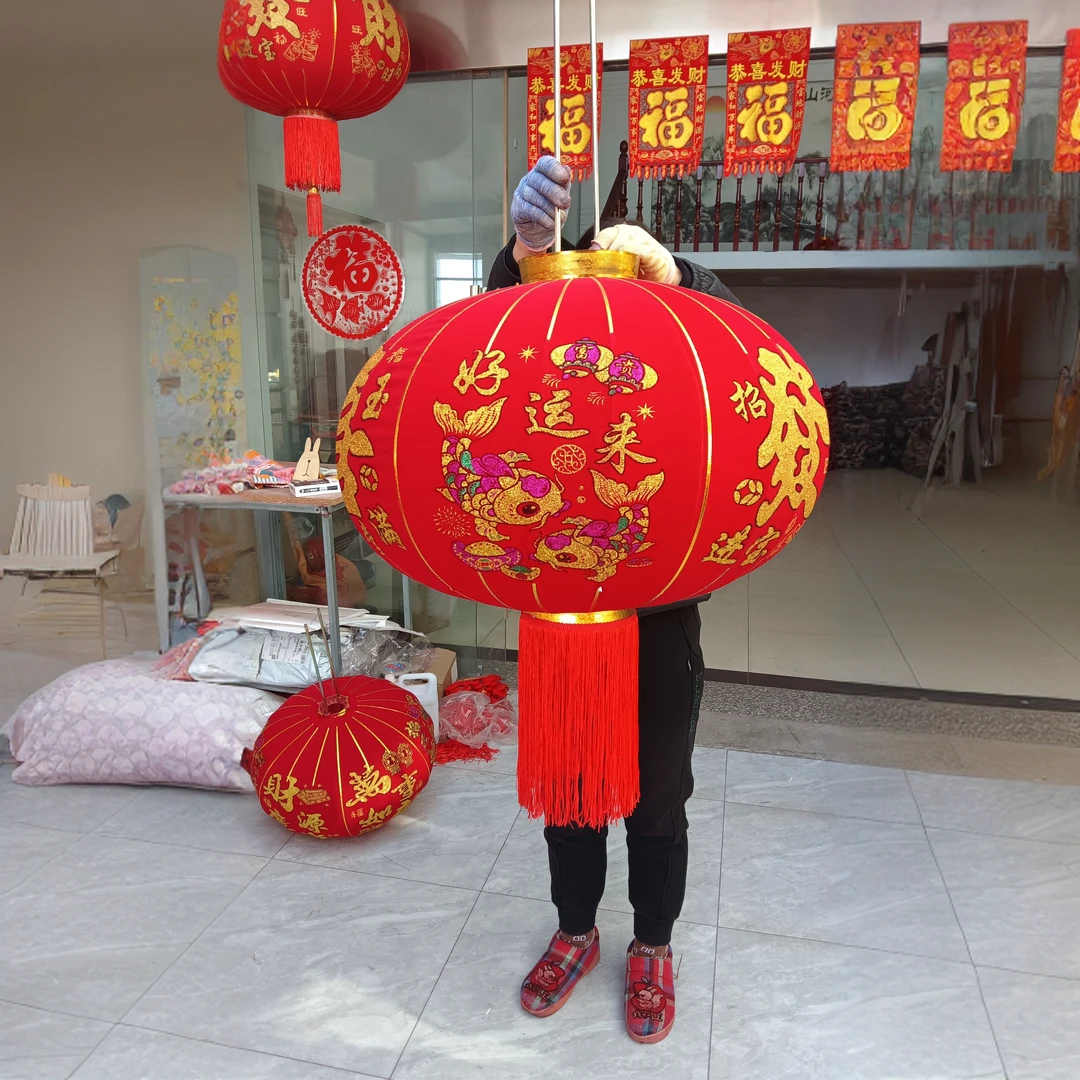 植绒防水大红灯笼春节户外阳台大门口挂饰