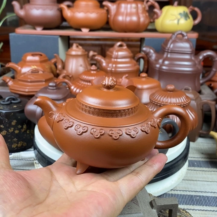 茶壶紫砂云肩如意180-230cc原矿赵庄朱泥特价