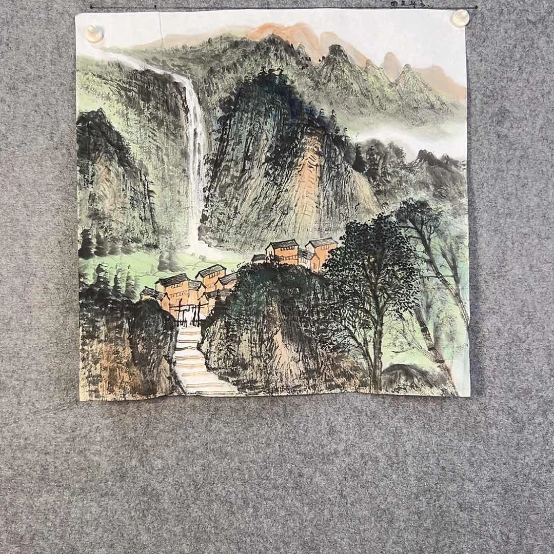 国画665 花鸟在树丛的顶端鸣叫叫声