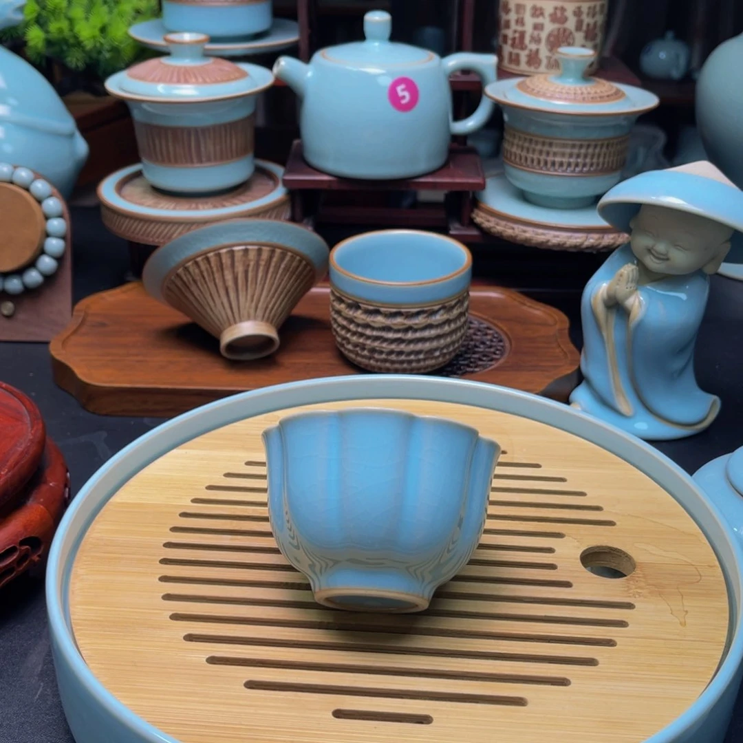 【闪购商品】摆件瓷汝州单壶，壶，杯，壶，杯