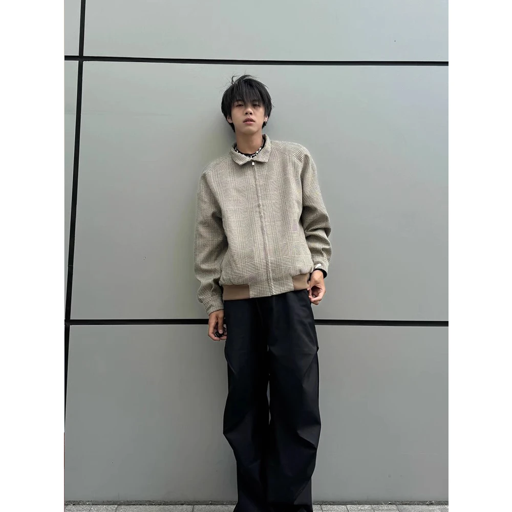 LIGGICC 24FW “威尔士亲王” 千鸟格纹哈灵顿夹克休闲短宽外套上衣