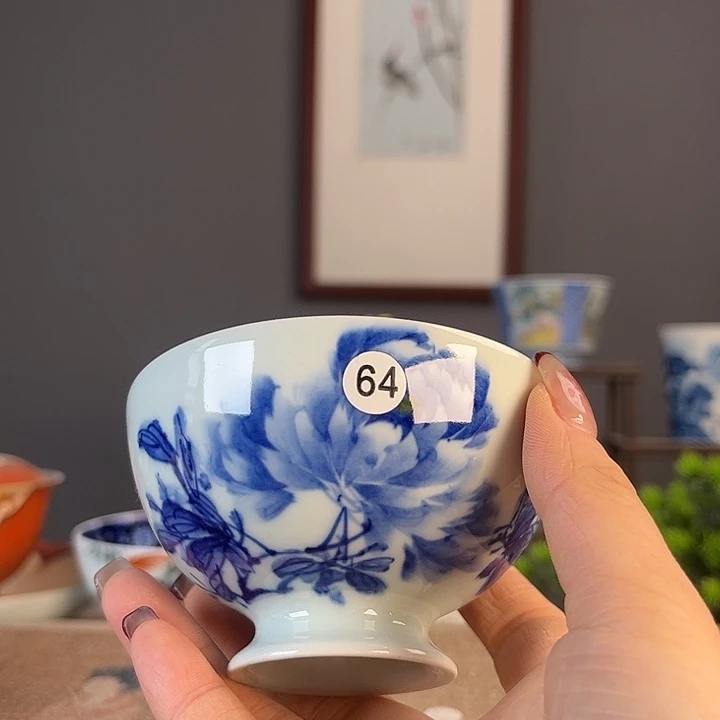 摆件景德柴烧茶杯多人