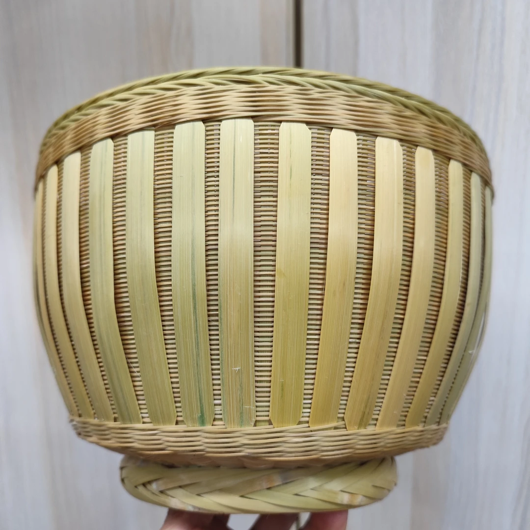 纯手工竹编带盖收纳篮青篾锁边家用装鸡蛋茶叶水果手、馒头筐