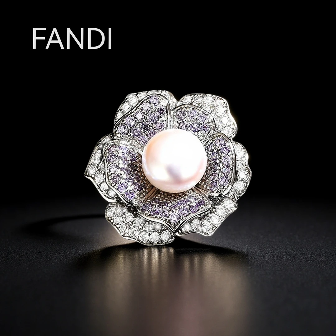 铜合金锆石胸针 30165浅紫花朵磁吸扣