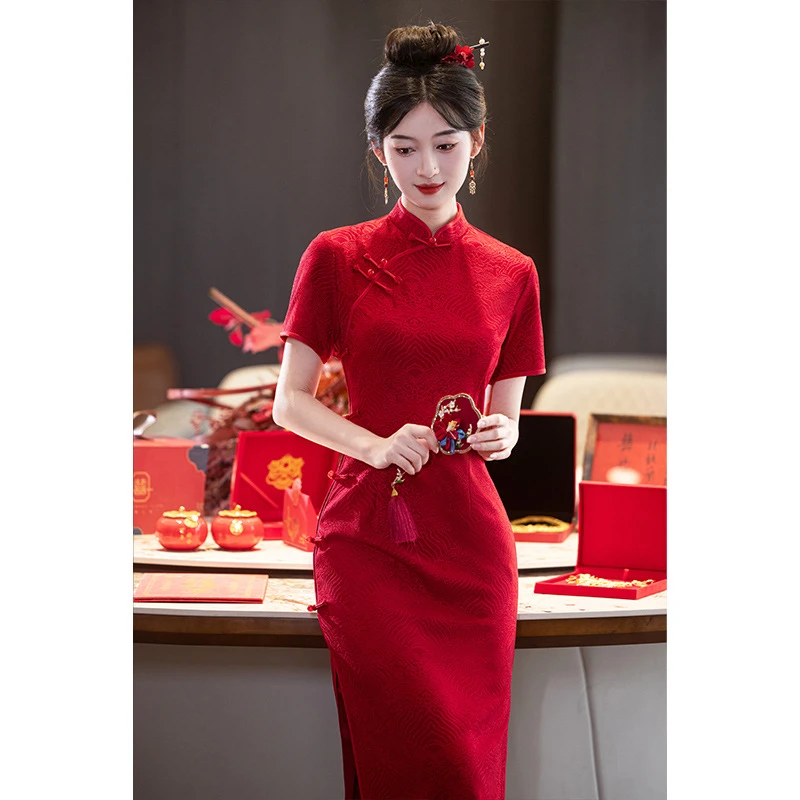 【花好】订婚2025针织旗袍新中式针织日常复古民国风显瘦优雅气质