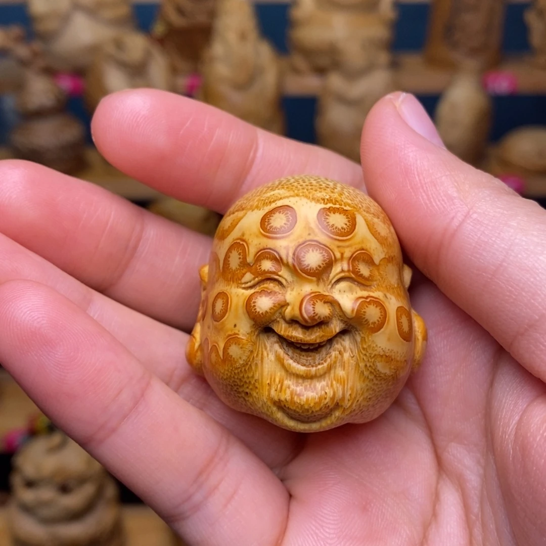 学***柜竹笑口常开竹雕制作