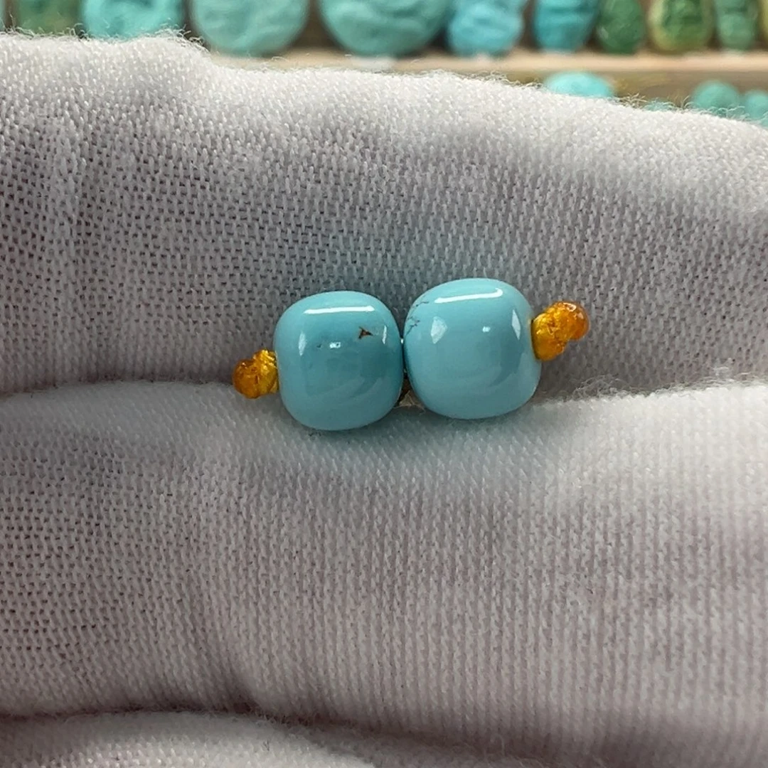 未镶嵌绿松石老型对珠6.5mm