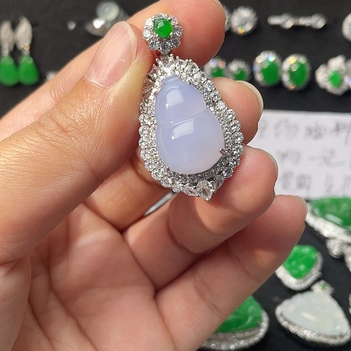 翡翠银S925镶嵌吊坠(不含链)