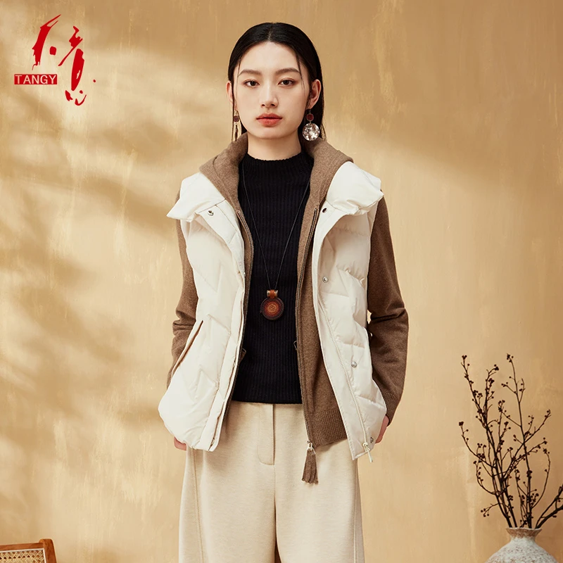 TANGY/天意2025冬季新款简约茧型保暖马甲2254055
