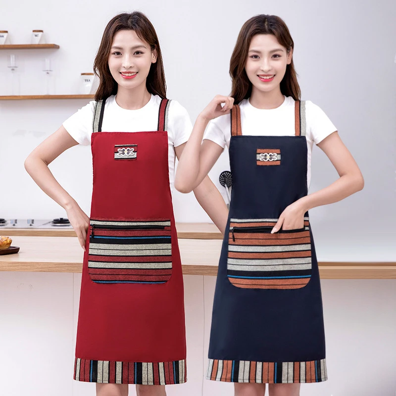时尚民族风防水围裙厨房专用家用做饭防油工作服成人围裙上班用的